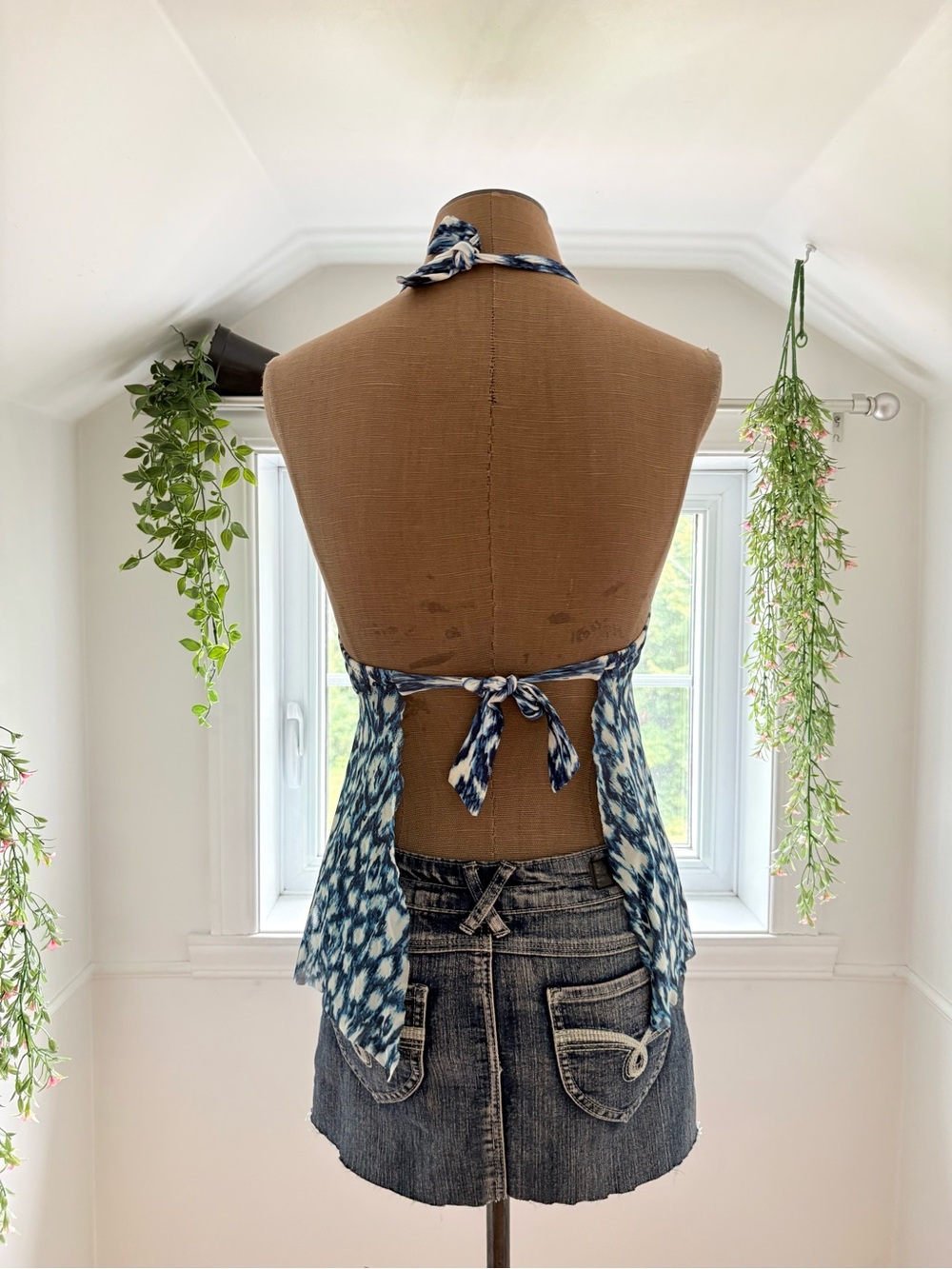 Blue Patterned Halter Tankini Top - Picture 6 of 8